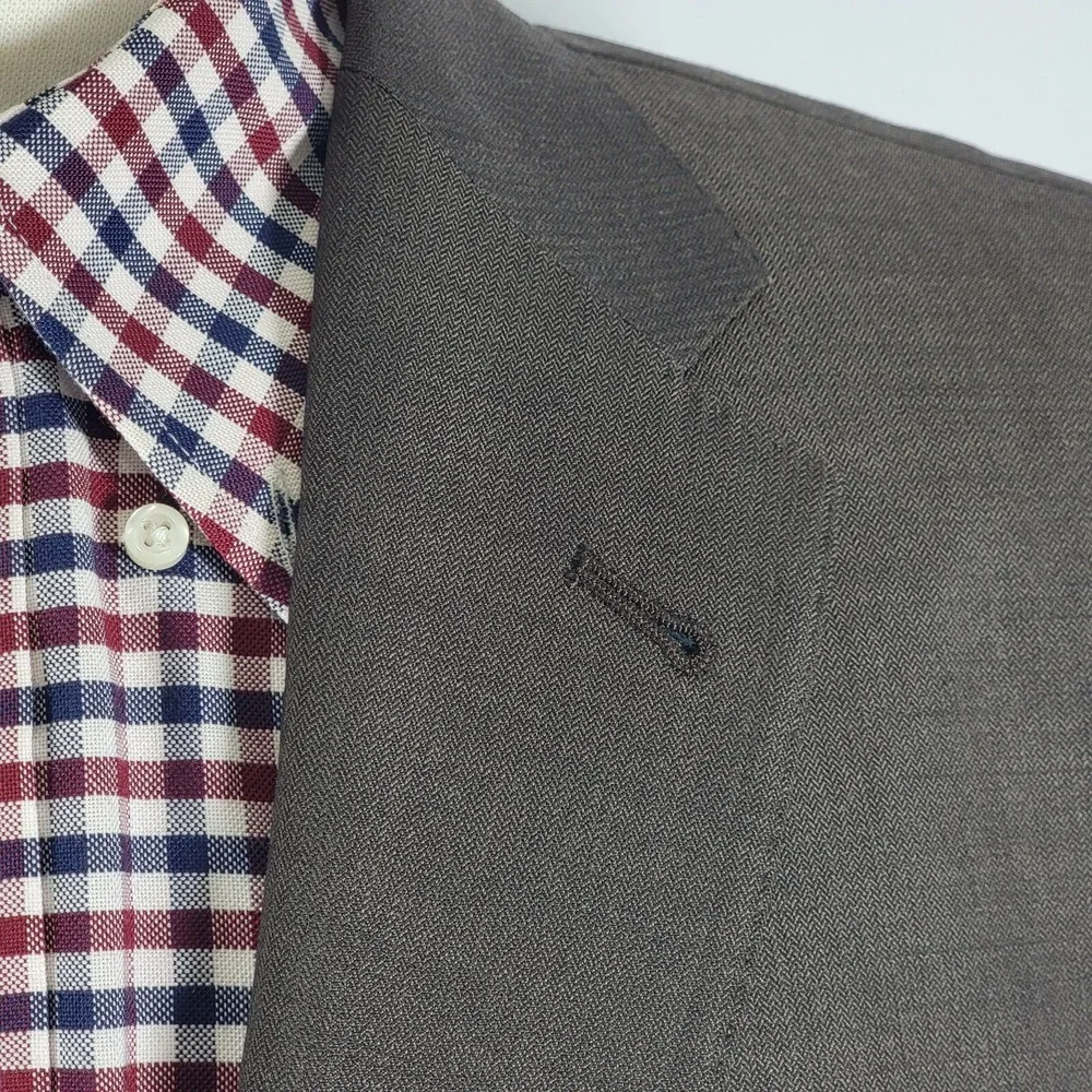 JOS A BANK Chester Men's Sport Coat Blazer Two Button Brown Herringbone Wool 43R